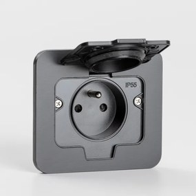 Solight 5B322B - Presa a pavimento da incasso per esterno IP55 nero rettangolare