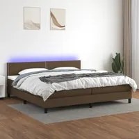 Letto a Molle Materasso e LED Marronescuro 200x200cm in Tessuto 3133104