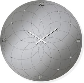 Orologio KYLE rotondo D60 cm in cristallo Fumč e numeri Argento