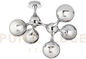 Nodi lampadario da soffitto in metallo e vetro cromo 5 luci attacco...