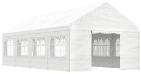 Gazebo con Tetto Bianco 8,92x4,08x3,22 m in Polietilene