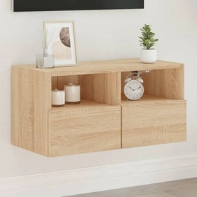 Mobile Tv A Parete Rovere Sonoma 60x30x30 Cm Legno Multistrato /