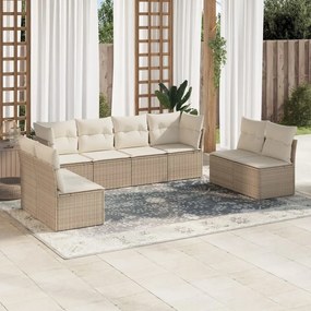 Set divano da giardino 8 pz con cuscini beige in polyrattan