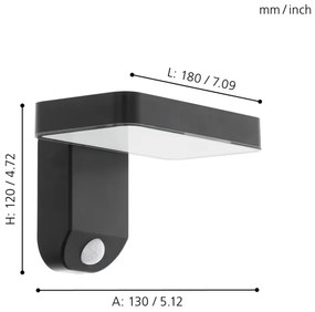 Eglo 98191 - Lampada da parete solare a LED con sensore PASTION LED/4,5W/3,7V IP44