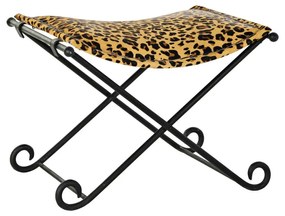 Poggiapiedi DKD Home Decor Nero Metallo Marrone Pelle Leopardo (55 x 45 x 41 cm)