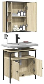 Set mobili da bagno 2 pz rovere sonoma in legno multistrato