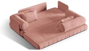 Divano rosa allungabile con rivestimento in velluto 206 cm Kemi – Cosmopolitan Design