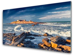 Quadro vetro acrilico Paesaggio di pietre di mare 100x50 cm