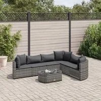 Set Divani da Giardino 7 pz con Cuscini Grigio in Polyrattan 3308378