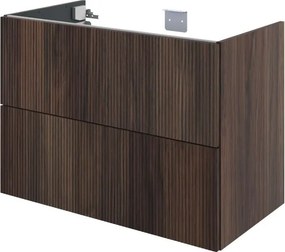 Mobile da bagno sottolavabo Neo Groove L90 X P48 X H70 due cassetti, color noce cannettato