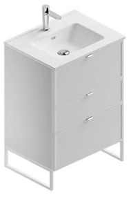 Mobile sottolavabo e lavabo Quadra bianco in mdf L 60 x H 93 x P 46 cm 1 vasca 3 cassetti