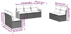 Set divani da giardino 7 pz con cuscini beige in polyrattan