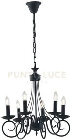 Lampadario beatrice in metallo antracite 6 luci attacco e14 50x120cm