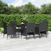 Set da Pranzo da Giardino 7 pz con Cuscini Nero 3156617