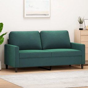 Divano A 2 Posti Verde Scuro 140 Cm İn Velluto /