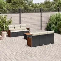 Set Divani da Giardino con Cuscini 7pz Nero Polyrattan 3259872