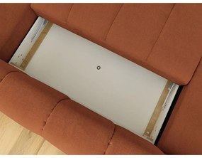 Divano angolare color mattone allungabile e con contenitore (penisola a destra/a U) Fuji – Bobochic Paris