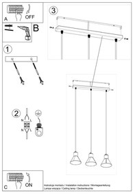 Sollux SL.0986 -  Lampadario su filo TALEJA 3xE27/60W/230V nero
