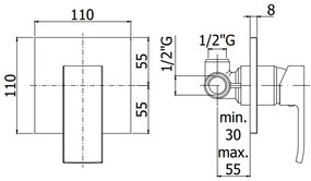 Paffoni Level Lea010 miscelatore doccia incasso senza deviatore con piastra 11x11 ABS cromo