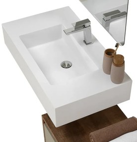 Mobile bagno sospeso 80 cm tortora e tabacco con lavabo sospeso e specchio – Numa
