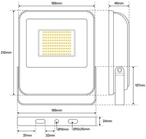 Proiettore LED 50W IP65 145lm/W Colore Bianco Caldo 3.000K