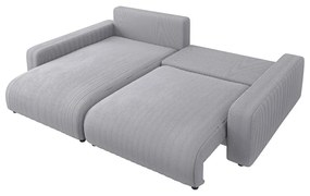 Divano letto in velluto a coste grigio chiaro (penisola variabile) Sara - Ropez