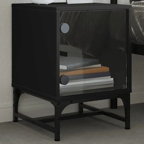 Comodino Con Anta İn Vetro Nero 35x37x50 Cm /