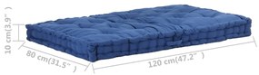 Cuscino per Pallet e Pavimento in Cotone 120x80x10 cm Blu Chiaro
