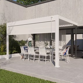 Pergola bioclimatica addossata 300x393 cm in alluminio bianco - Astra NATERIAL