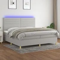 Letto a Molle Materasso e LED Grigio Chiaro 200x200 cm Tessuto 3135541