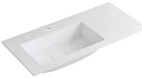 Lavabo a incasso rettangolare vasca a sinistra L 100.5 x H 15 x P 46 cm in resina bianco opaco