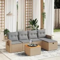 Set Divano da Giardino 6 pz con Cuscini Beige Misto Polyrattan 3264944