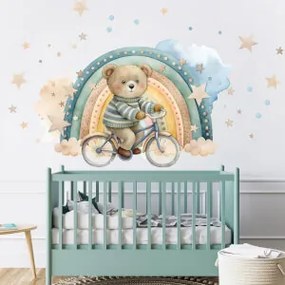 Adesivo murale per bambini - Orso in bicicletta | Inspio