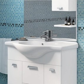 Lavabo da appoggio Lavabo integrale in ceramica a incasso rettangolare in ceramica L 85 x P 48 x H 20 cm bianco