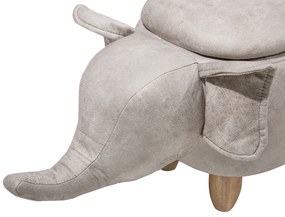 Pouf in tessuto similpelle grigio chiaro ELEPHANT Beliani
