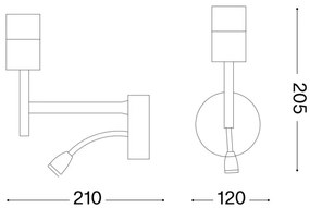 Ideal Lux - LED Flexib. lampada con un supporto SET UP 1xE27/42W+LED/3W/230V USB cromo
