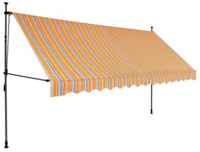 Tenda da Sole Retrattile Manuale con LED 400 cm Giallo e Blu