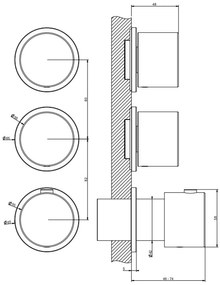 Parte esterna miscelatore termostatico a parete 2 uscite indipendenti parte incasso non inclusa cromo anello 63434 gessi