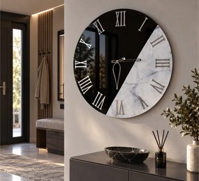 Orologio da Parete Rotondo ECLIS 65 cm - Vetro Specchio Fumé e Marmo Bianco