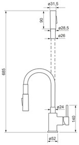 ALVEUS KI112111 - Rubinetto per lavello con braccio flessible BEA 47 cm cromo/nero