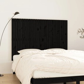 Testiera Da Parete Nera 159,5x3x110cm İn Legno Massello Di Pino /