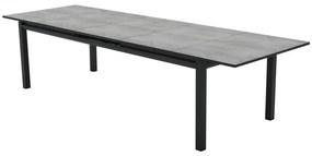 Tavolo allungabile da esterno rettangolare in alluminio e vetro antracite 12 posti L da 256 a 320x100cm, Odyssea Premium NATERIAL