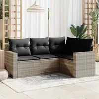 Set Divano da Giardino 4pz con Cuscini Grigio Chiaro Polyrattan 3251249