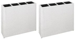 Letti Rialzati Da Giardino Con 4 Vasi 2 Pz İn Polyrattan Bianco /