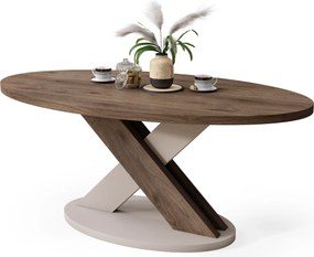 Tavolino da salotto ovale LOXA Noce Elegant / Beige Tortora - TAVOLINO DA SALOTTO 120x65 cm