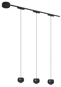 Sistema di illuminazione su binario moderno con 3 luci a sospensione nere monofase - Magnetic Lance