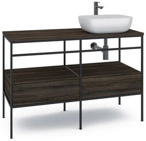 Mobile sottolavabo e lavabo Outline per vasca centrale nero L 120 x H 92 x P 45.5 cm 2 cassetti