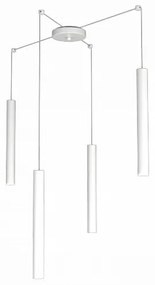 Round tube sospensione 4 luci bianco cavo cm.250 con base 1174-s4-bi