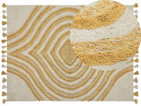 Tappeto cotone beige chiaro e senape 160 x 230 cm BINGOL Beliani