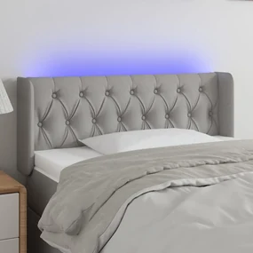 Testiera grigio chiaro a led 103x16x78/88 cm in tessuto